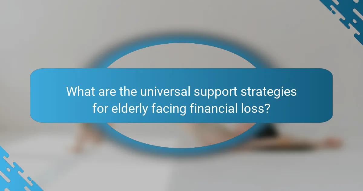 What are the universal support strategies for elderly facing financial loss?