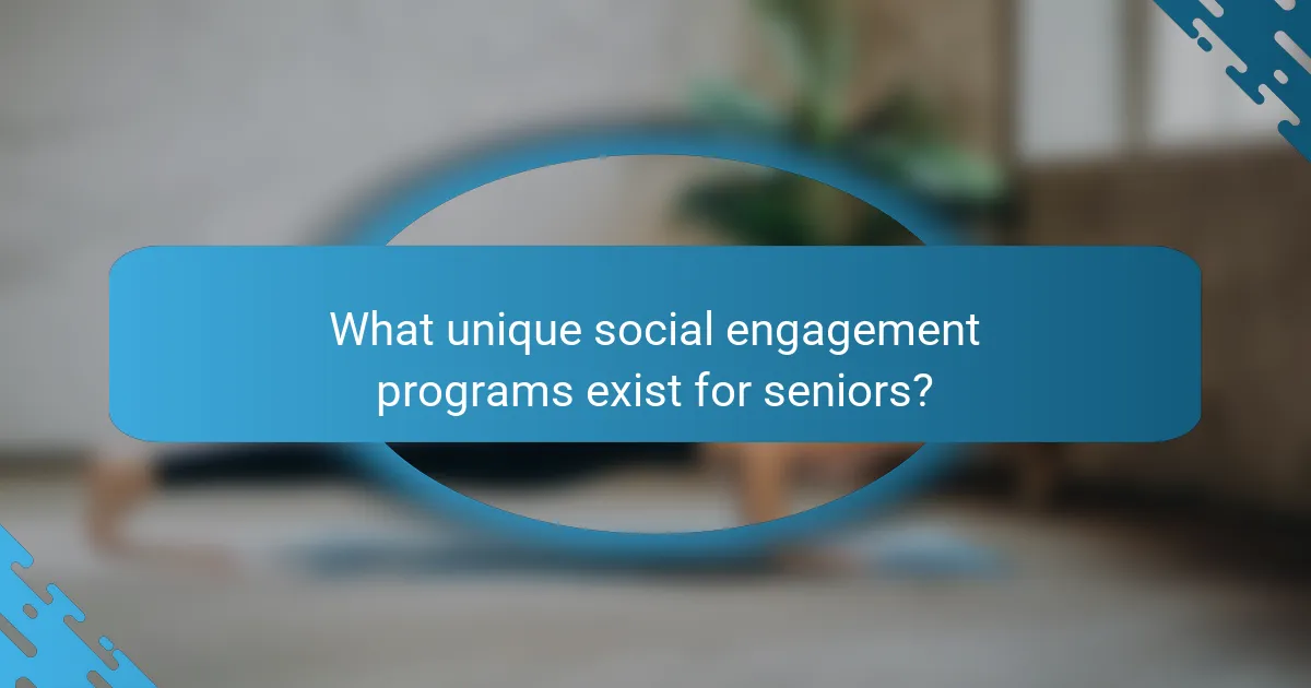 What unique social engagement programs exist for seniors?