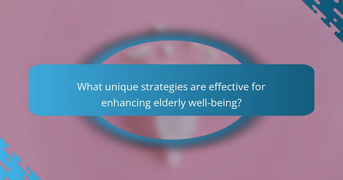 What unique strategies are effective for enhancing elderly well-being?