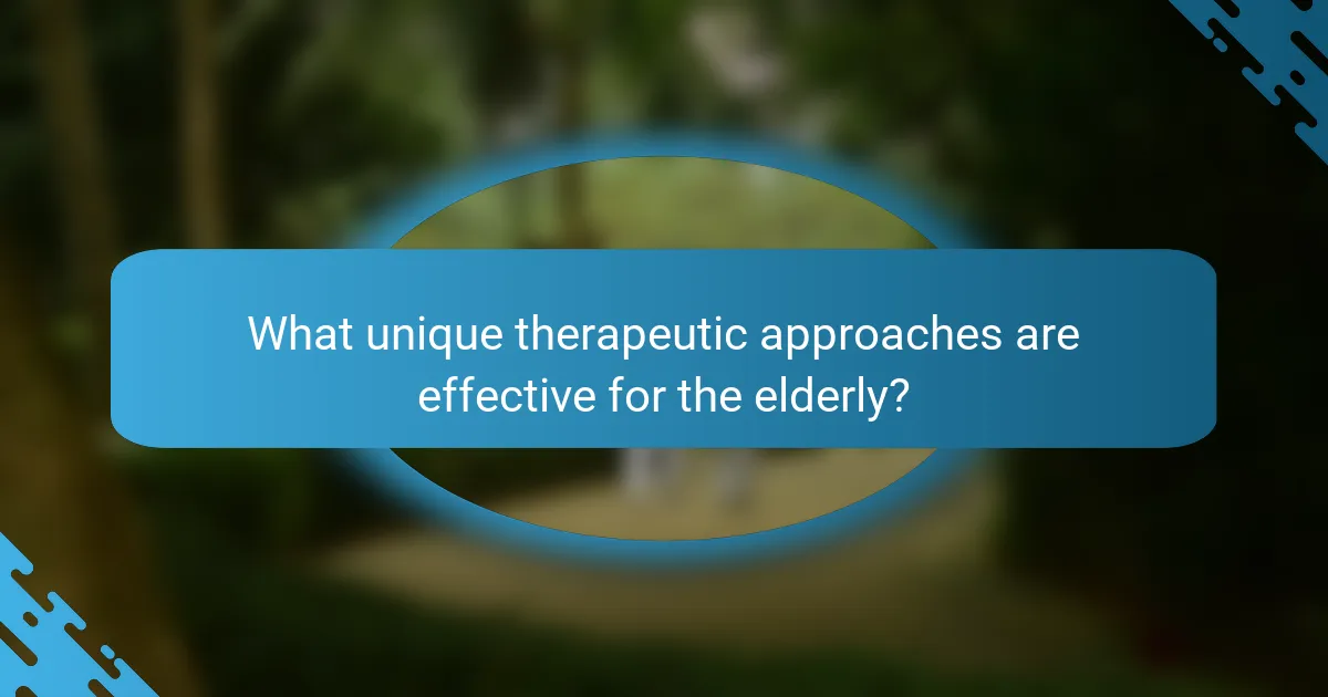 What unique therapeutic approaches are effective for the elderly?