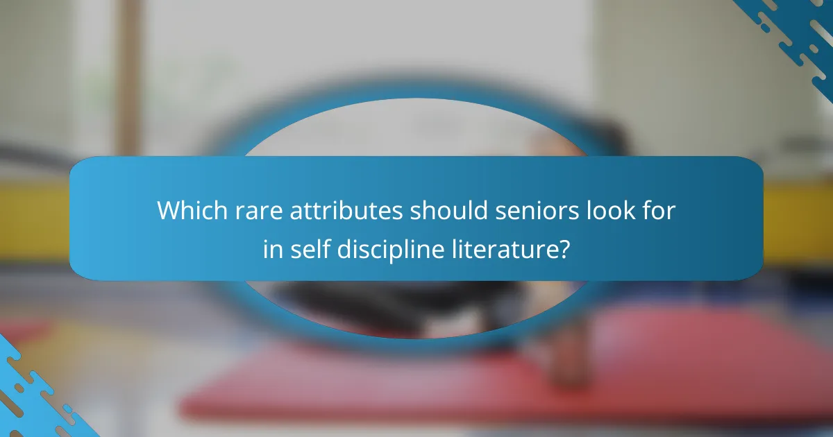 Which rare attributes should seniors look for in self discipline literature?